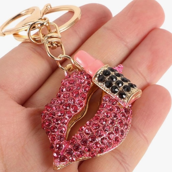 Glamorous Pink lipstick Keychain Purse Charm for Handbag Zinc Alloy NEW! - Picture 3 of 9